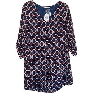 LUSH Navy Blue Geo Pull Over Shirt Dress Size XS NWT
